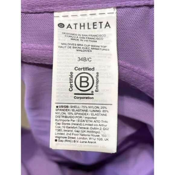 Athleta Swimwear Swim Suit Top Size 34 B / C Purple Underwire - Picture 3 of 3